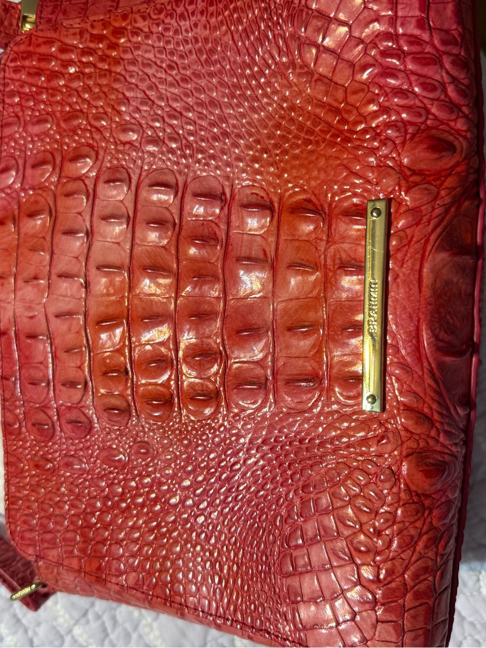 Brahmin Red Croc-Embossed Crossbody Bag - Picture 4 of 7